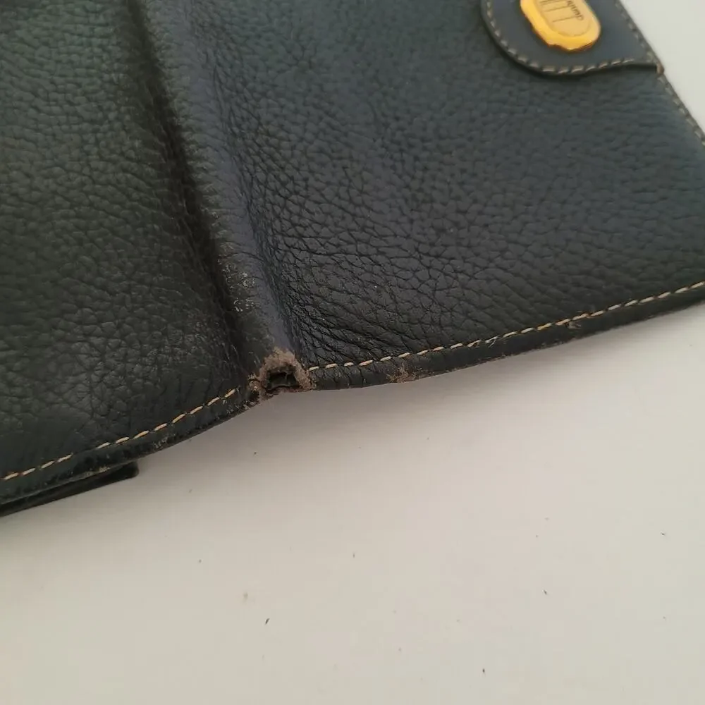 Dunhill Designer Card Wallet Black Bifold Leather Folding Small Logo Vintage
